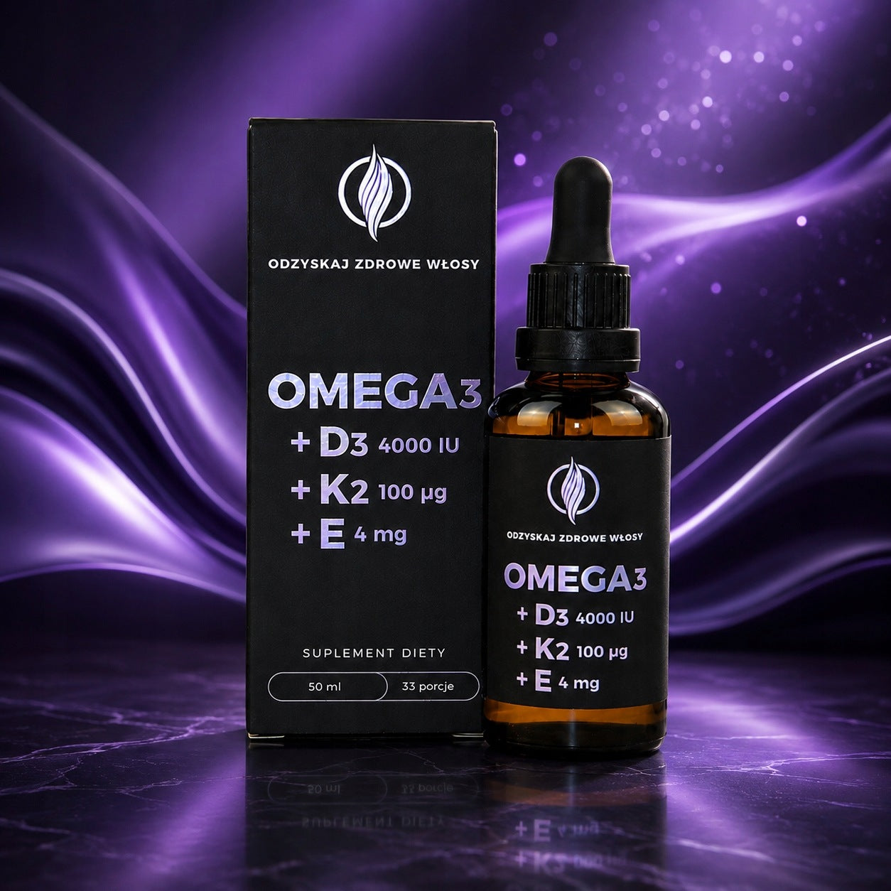 Omega-3 + D3 K2 E 50 ml Drops High Content EPA DHA Dietary Supplement Packaging status original