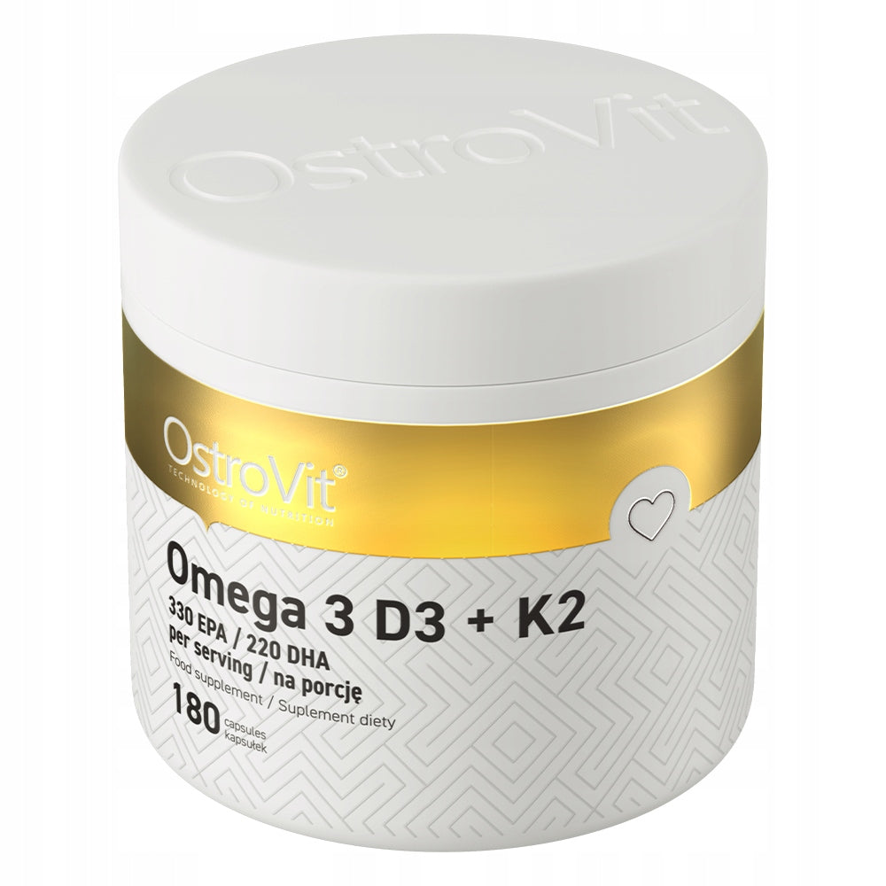 Omega 3 D3+K2 OstroVit 180 caps FATTY ACIDS Heart Bone Resistance Strength Expiration date not specified