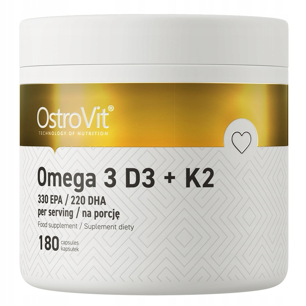 Omega 3 D3+K2 OstroVit 180 caps FATTY ACIDS Heart Bone Resistance Strength