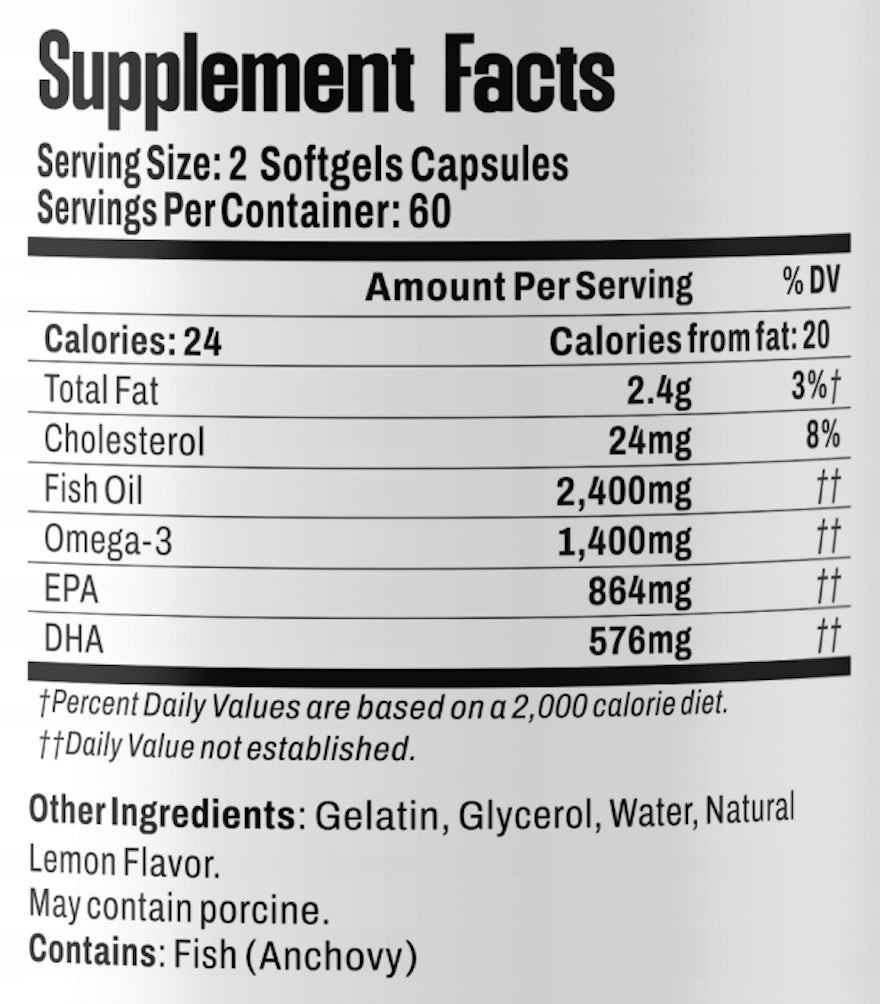 Omega 3 (Fish Oil), 120 capsules Brand Bel Tono