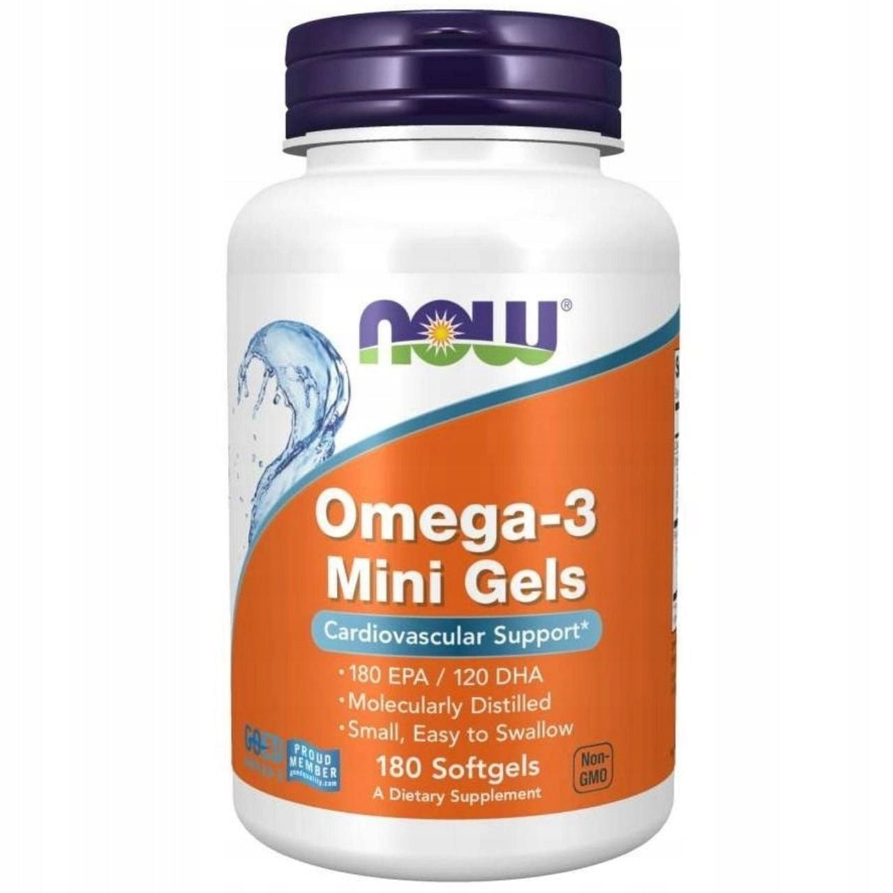 Omega-3 NOW Foods Mini Gels EPA DHA Supports Heart Brain Vision 180 kaps
