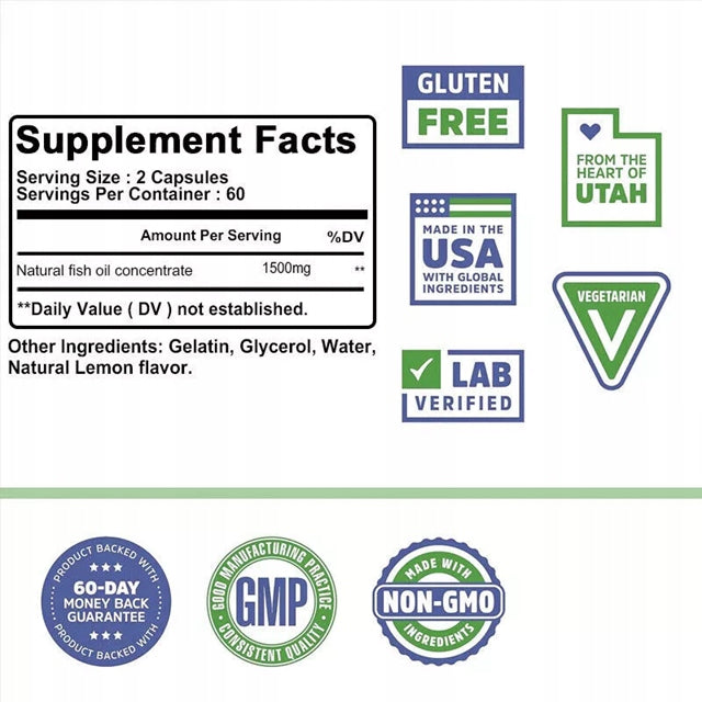 Omega 3 fish oil capsules - triple joint support, brain health... Manufacturer code Mosslay