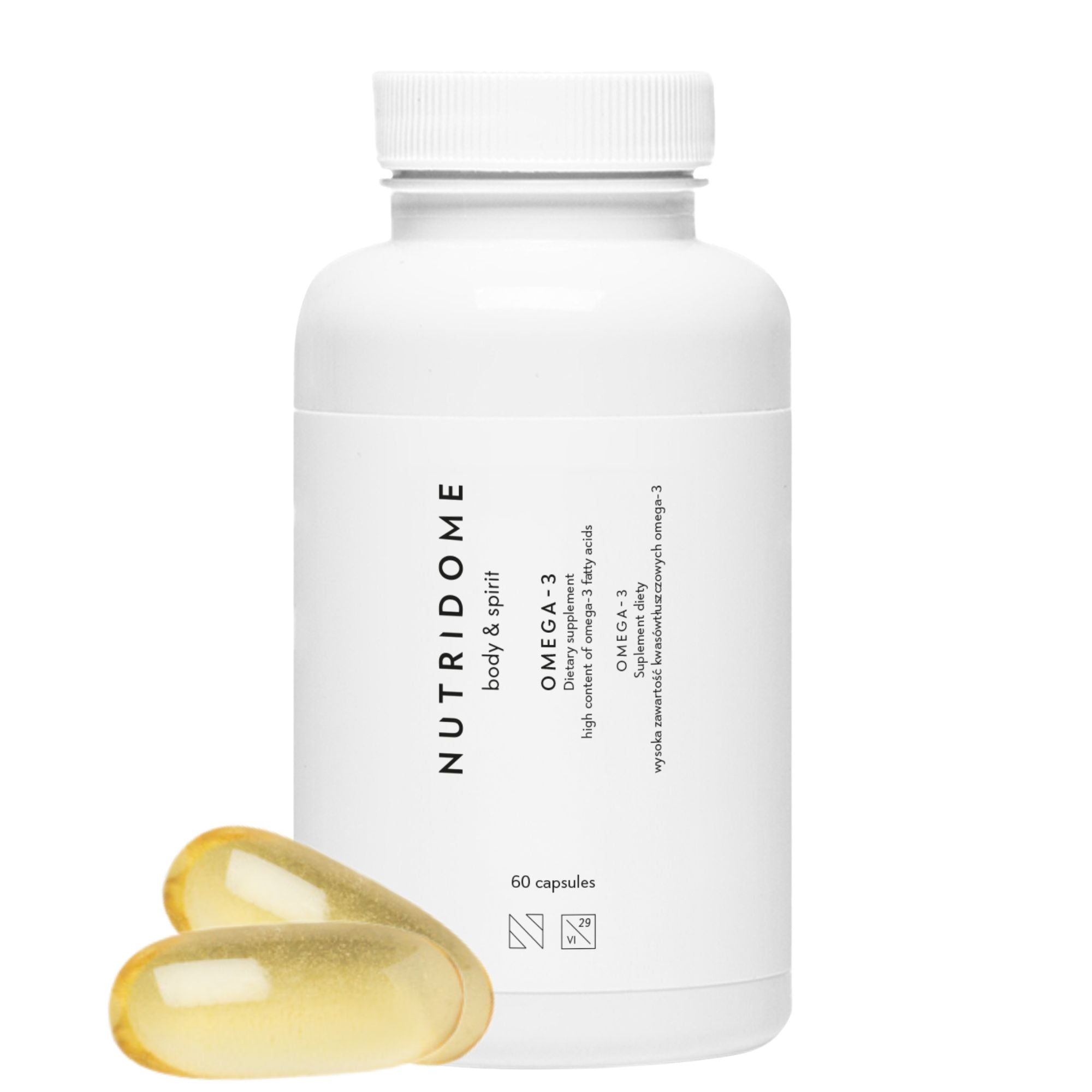 Omega 3 supplement Nutridome 60 capsules HEART BRAIN and IMMUNITY NUTRIDOME