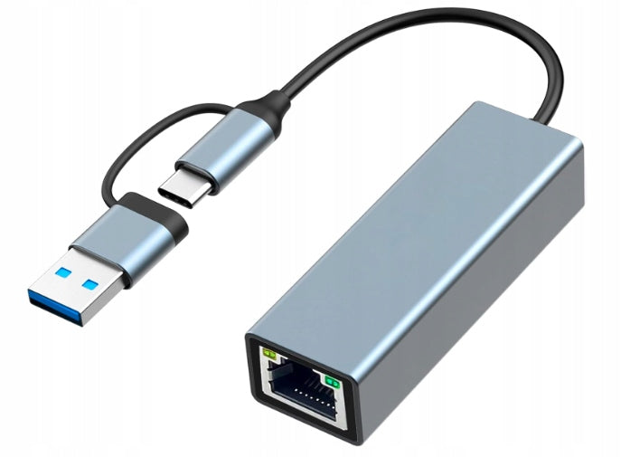 Omivine Adapter 2in1 USB 3.0 USB-C 1000Mbps RJ45 Network Card
