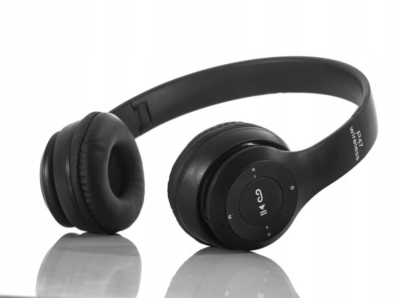 On-ear WIRELESS HEADPHONES BLUETOOTH RADIO AUX 3.5mm color BLACK Brand Webski