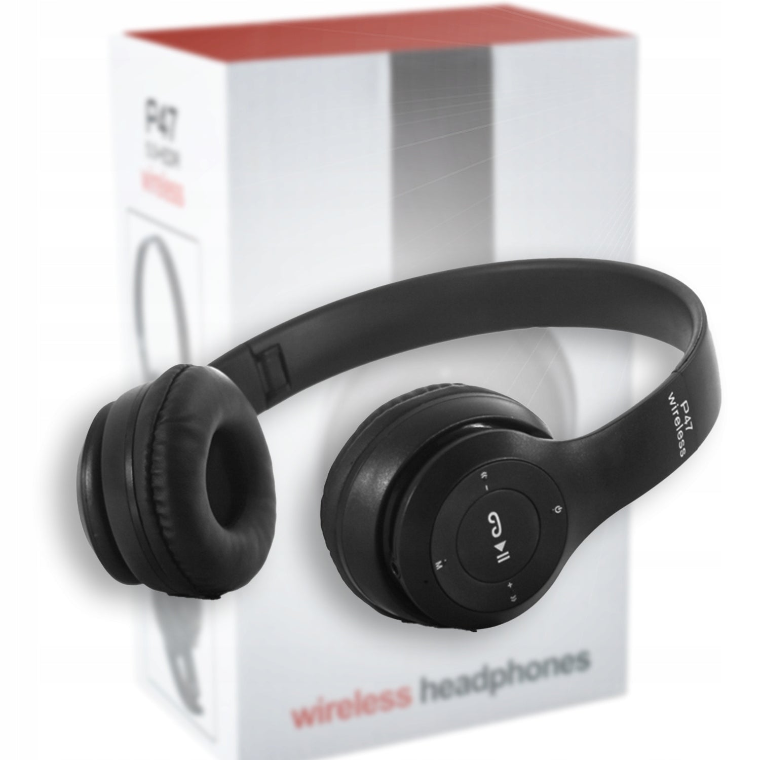 On-ear WIRELESS HEADPHONES BLUETOOTH RADIO AUX 3.5mm color BLACK