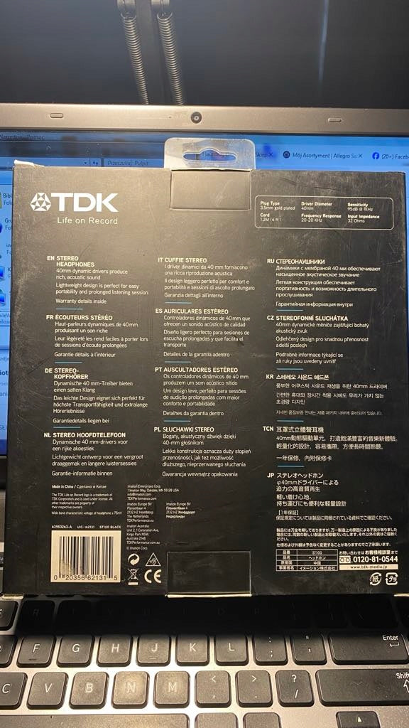 On-ear headphones TDK ST100 WHITE GAMESOFT Manufacturer code 0120-81-0544