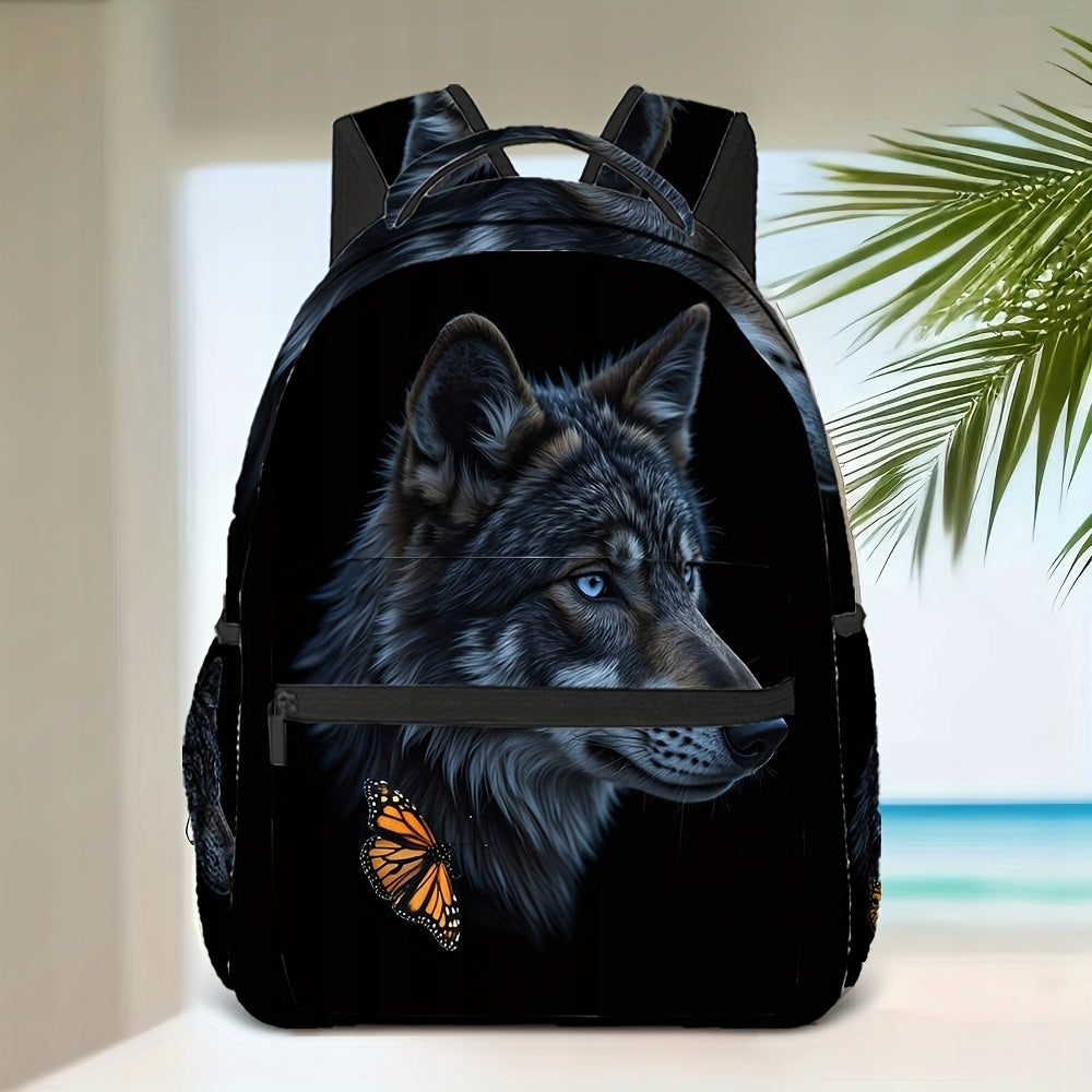 One Grey Wolf Backpack School Travel Everyday