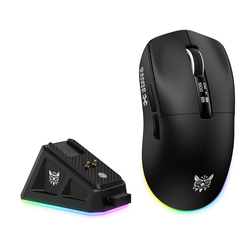 Onikuma DM07 Gaming Mouse Wireless RGB 24000DPI Black Charging Base Packaging status original