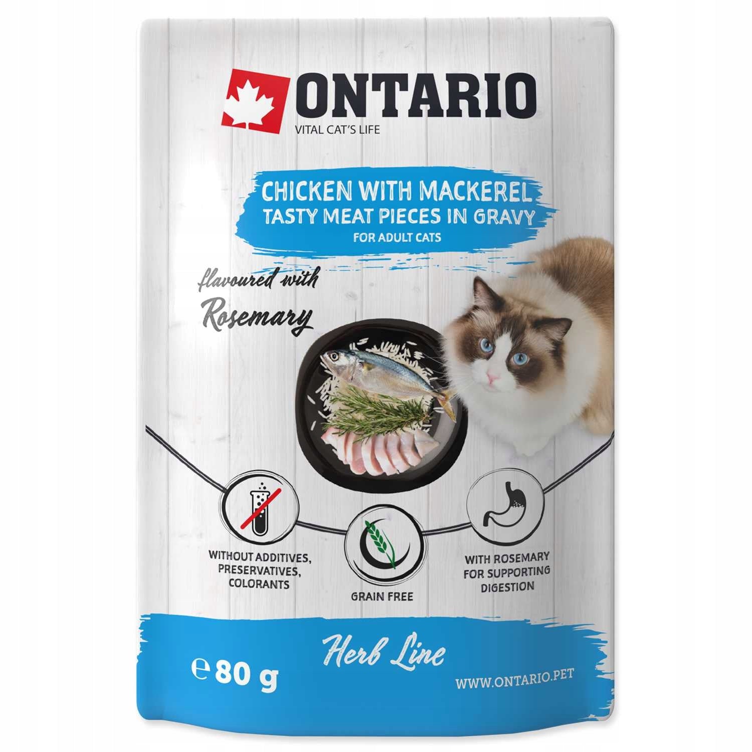 Ontario cat food chicken with mackerel in sauce 80g Manufacturer code 8595681808165