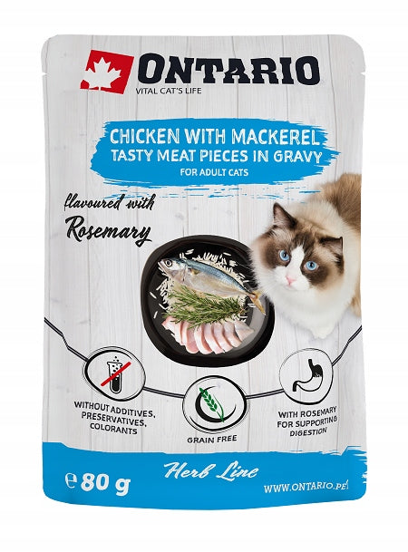 Ontario cat food chicken with mackerel in sauce 80g
