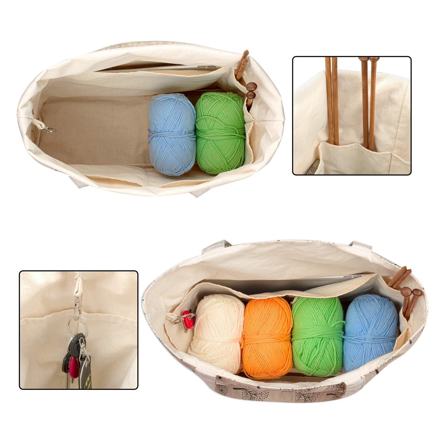 Opbergtas for yarn - With Velcro - Stylish wood pattern Medical device no