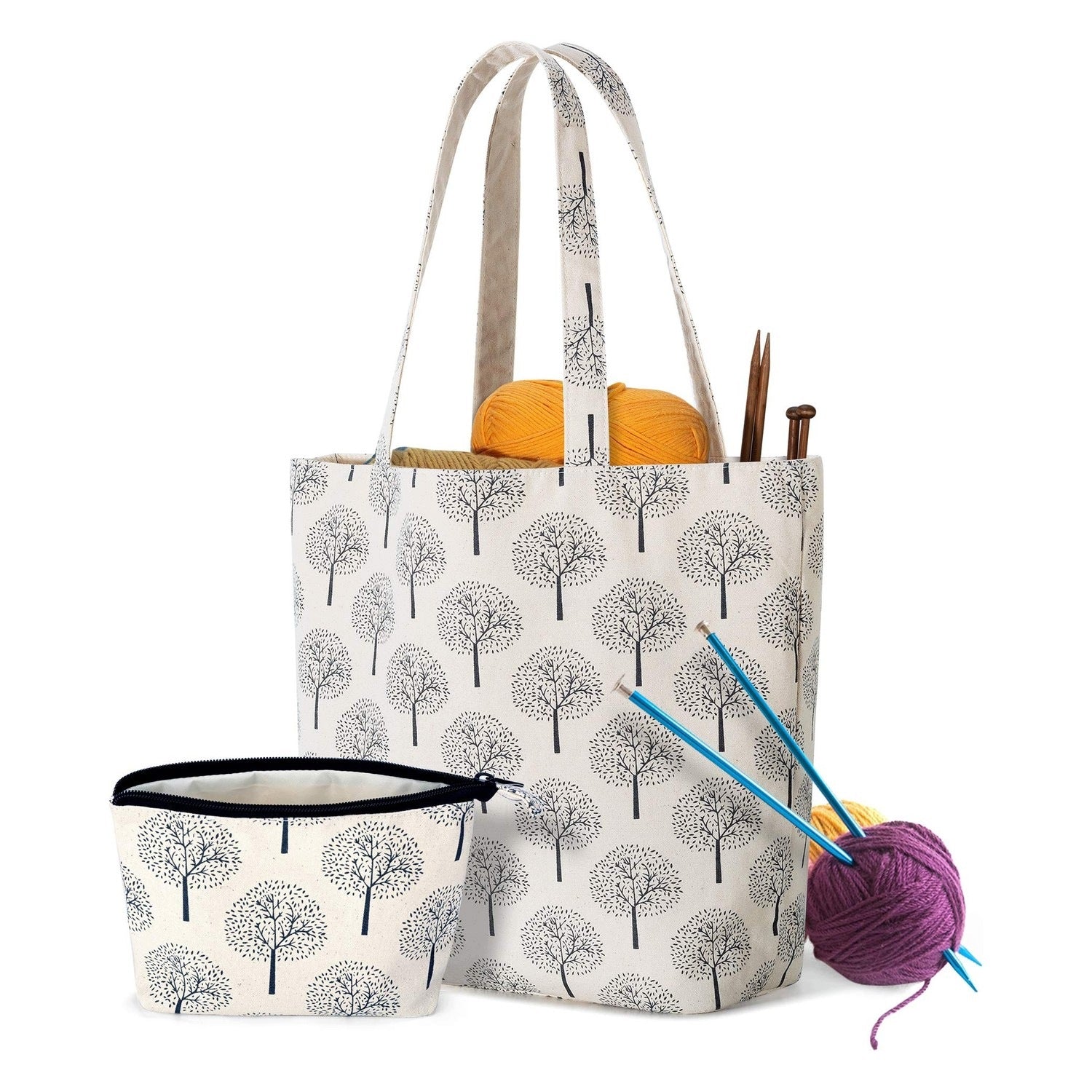 Opbergtas for yarn - With Velcro - Stylish wood pattern