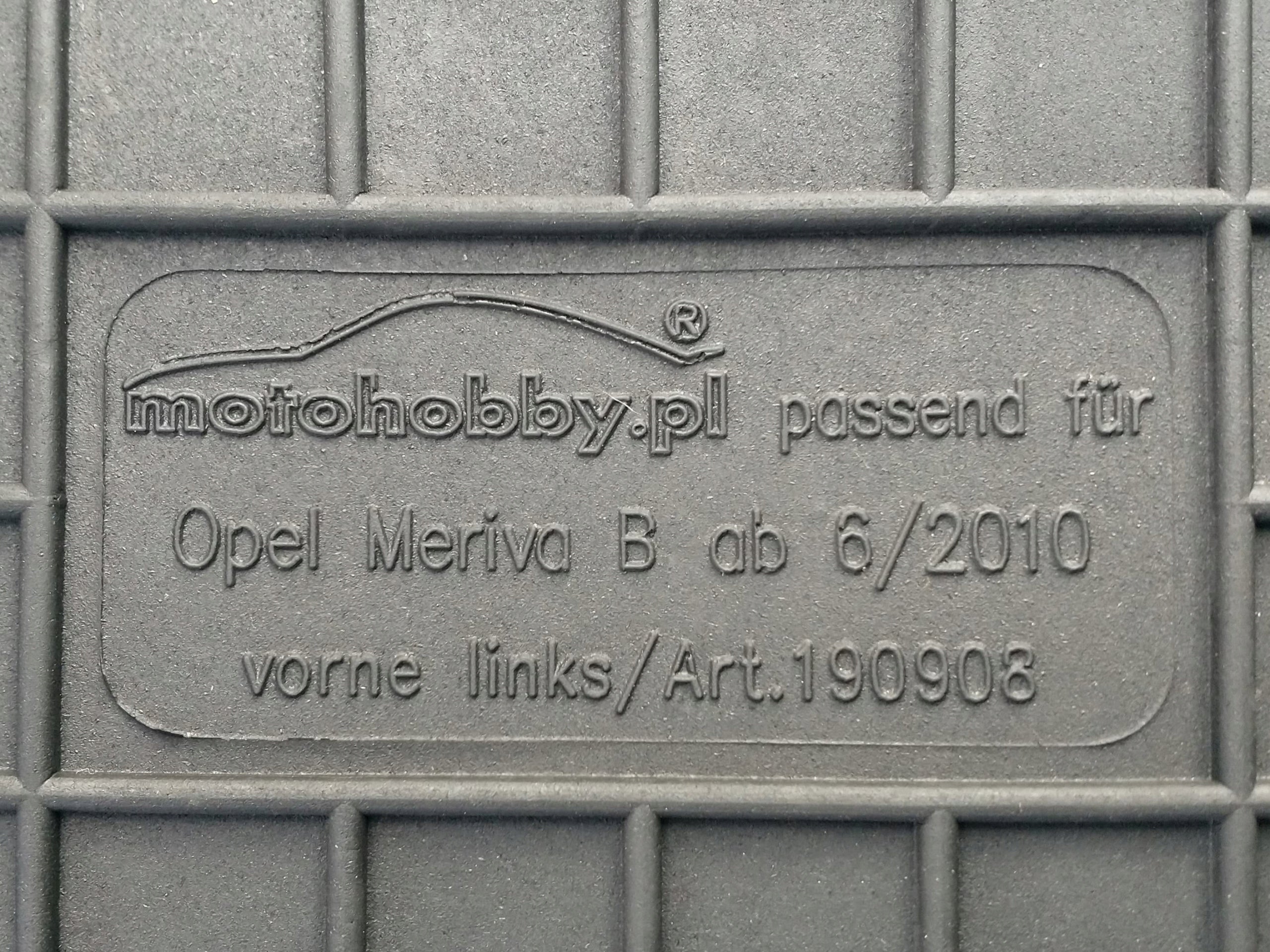 Opel Meriva B 2010-2017 Rubber Rugs For Car Front