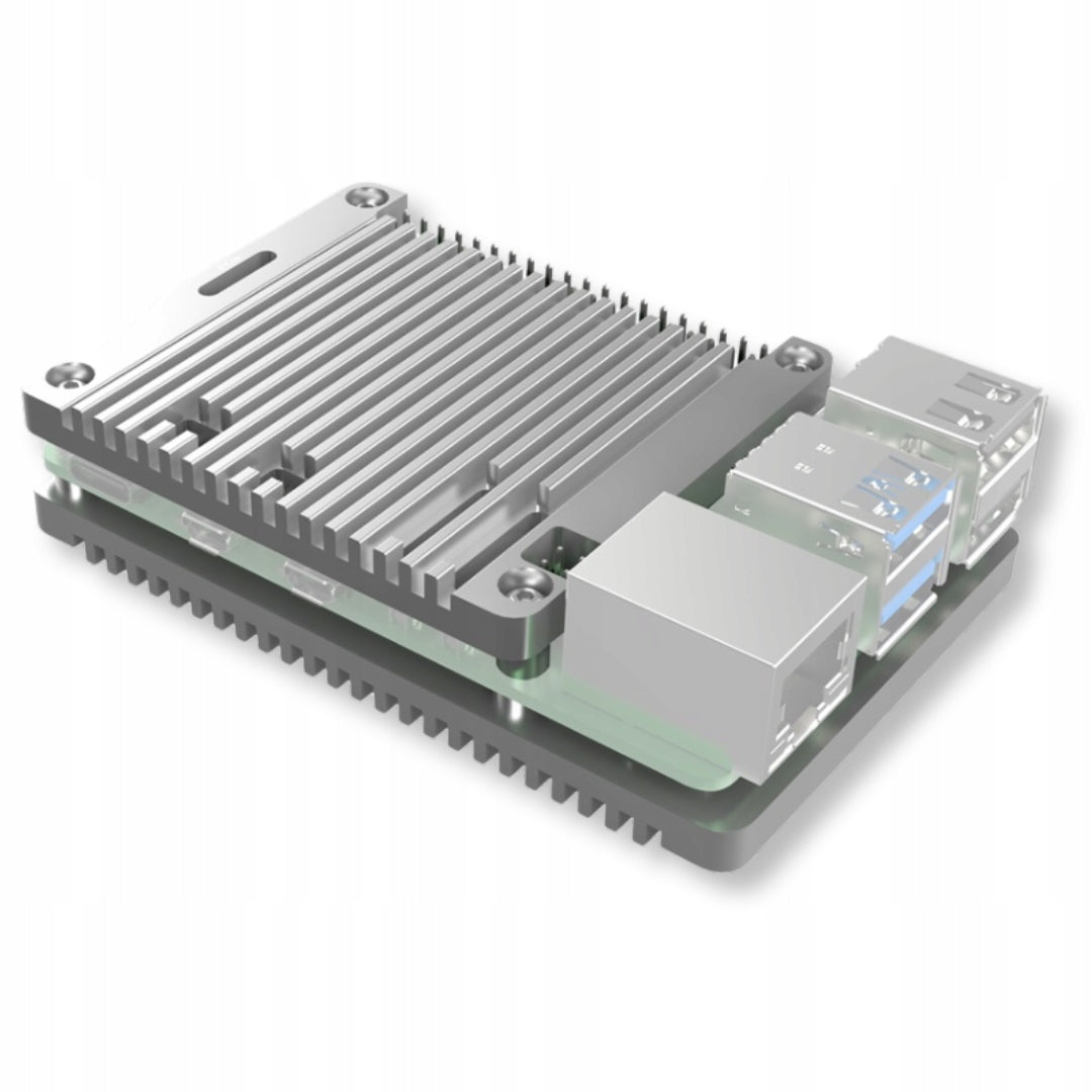 Open Case for Raspberry Pi 5 Aluminum CNC with Thermo Pads - Silver