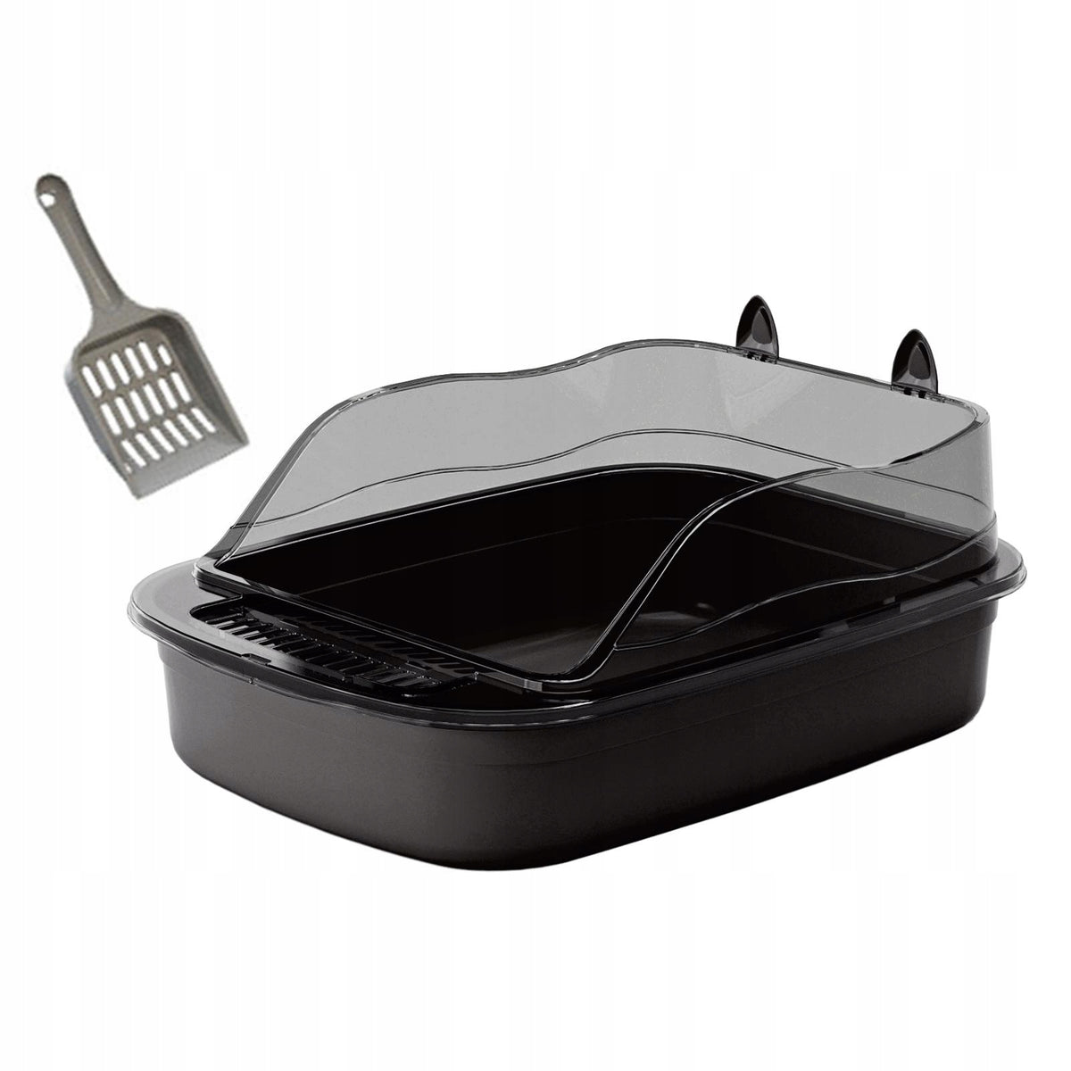 Open Cat Litter Box, Kitten Litter Box, Durable, Cartoon Shape, black