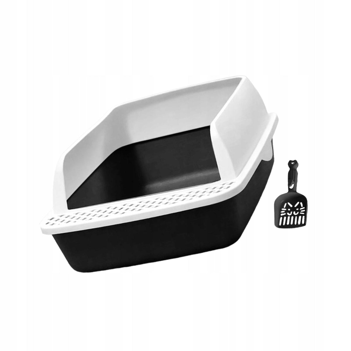 Open Cat Litter Box with Scoop with High Side Heightening Anti Blue Packaging status original