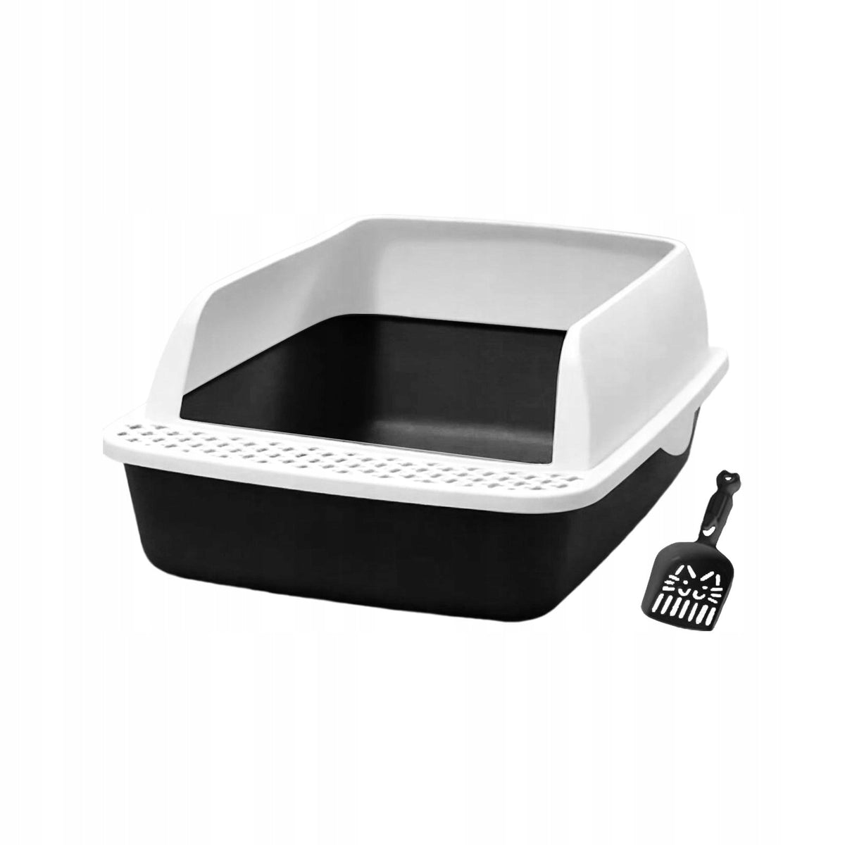 Open Cat Litter Box with Scoop with High Side Heightening Anti Blue