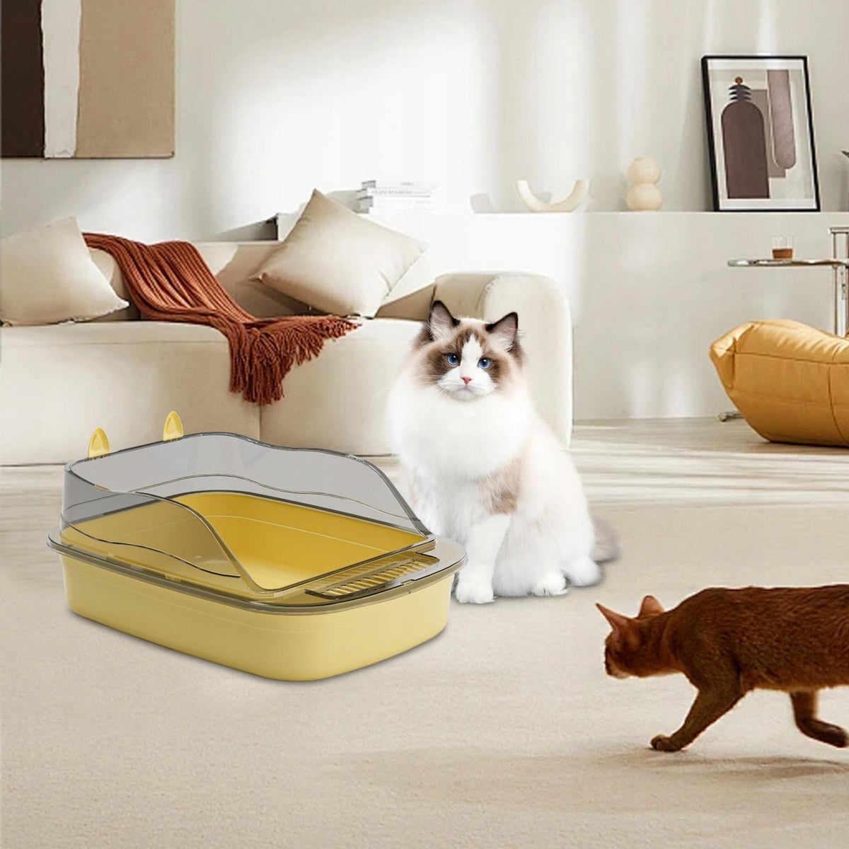 Open Cats Litter Box Large Bedpan Cartoon Shape Cat Sand Box Cats yellow