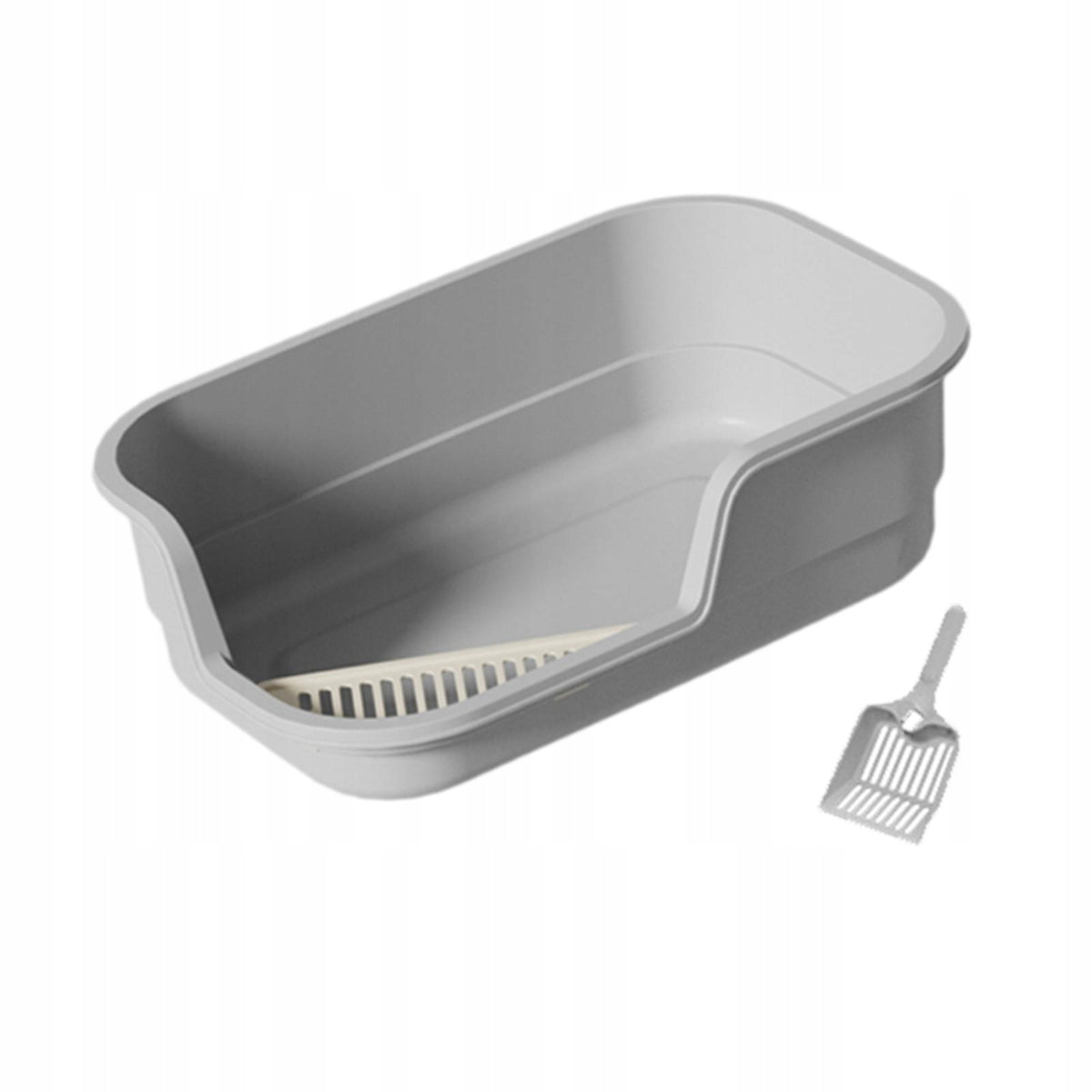 Open Cats Litter Box Large with Cat Scoop Portable Cat Litter grey Packaging status original