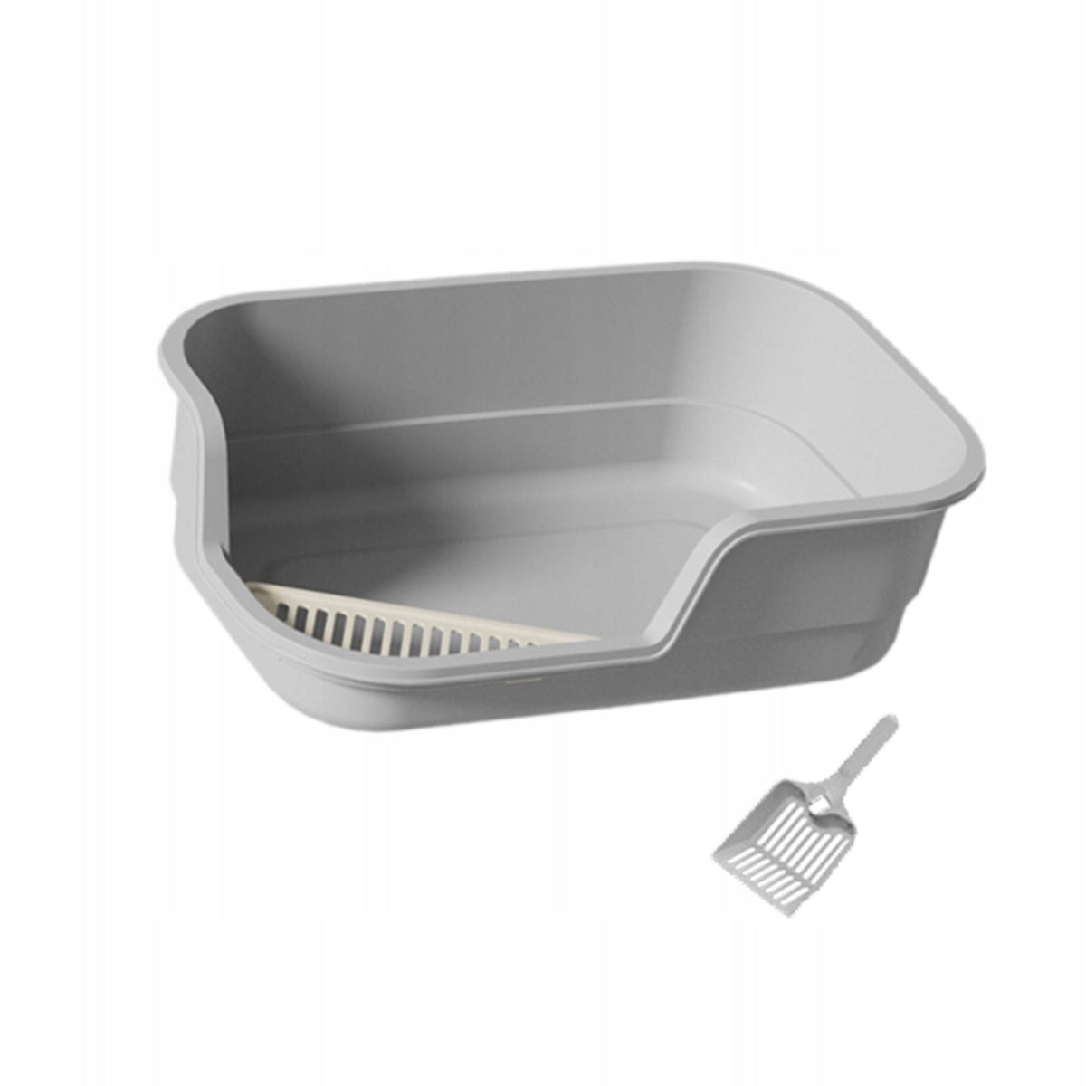 Open Cats Litter Box Large with Cat Scoop Portable Cat Litter grey