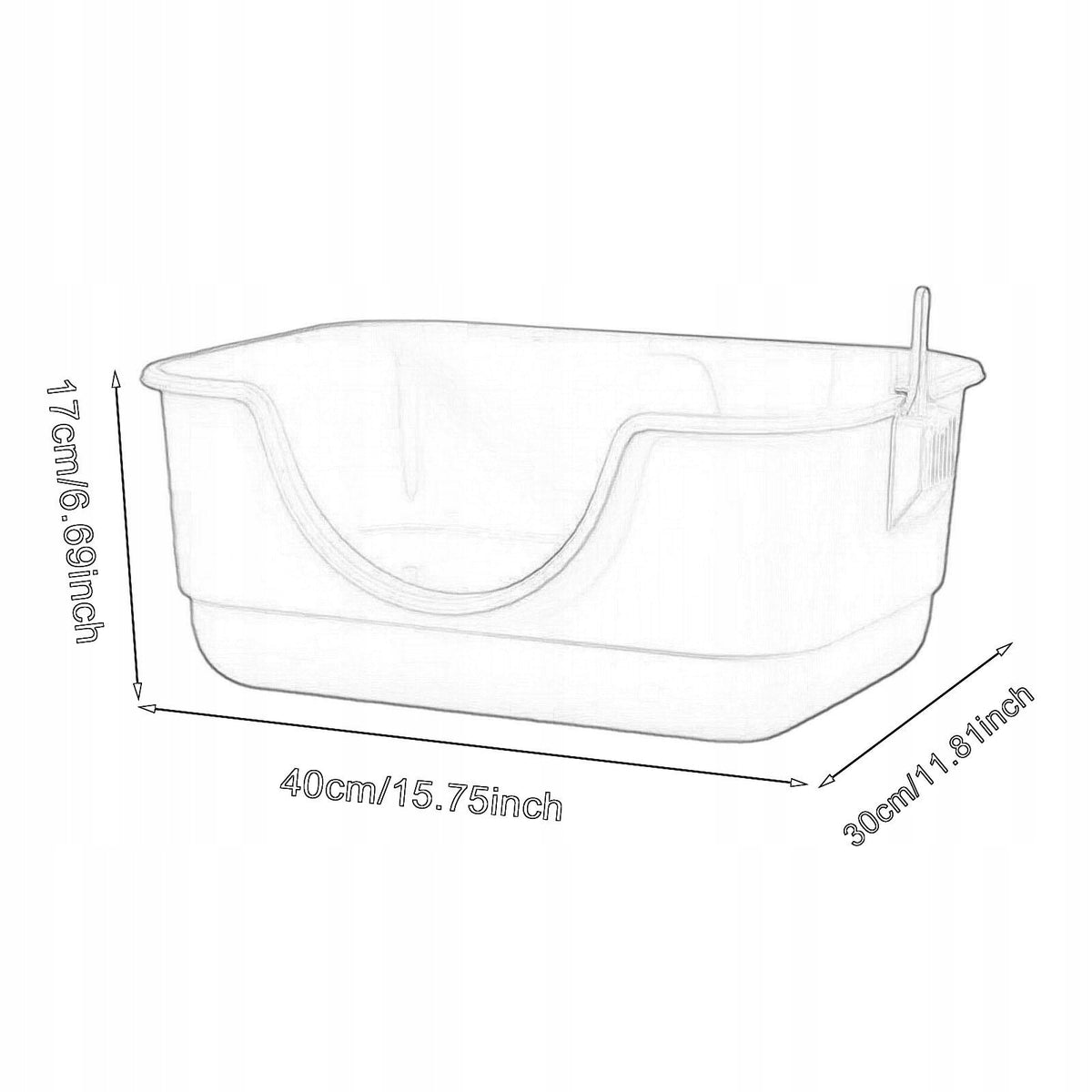 Open Litter Box Anti Splashing Cat Litter Basin Cat Sand Box Portable Gray Packaging status original