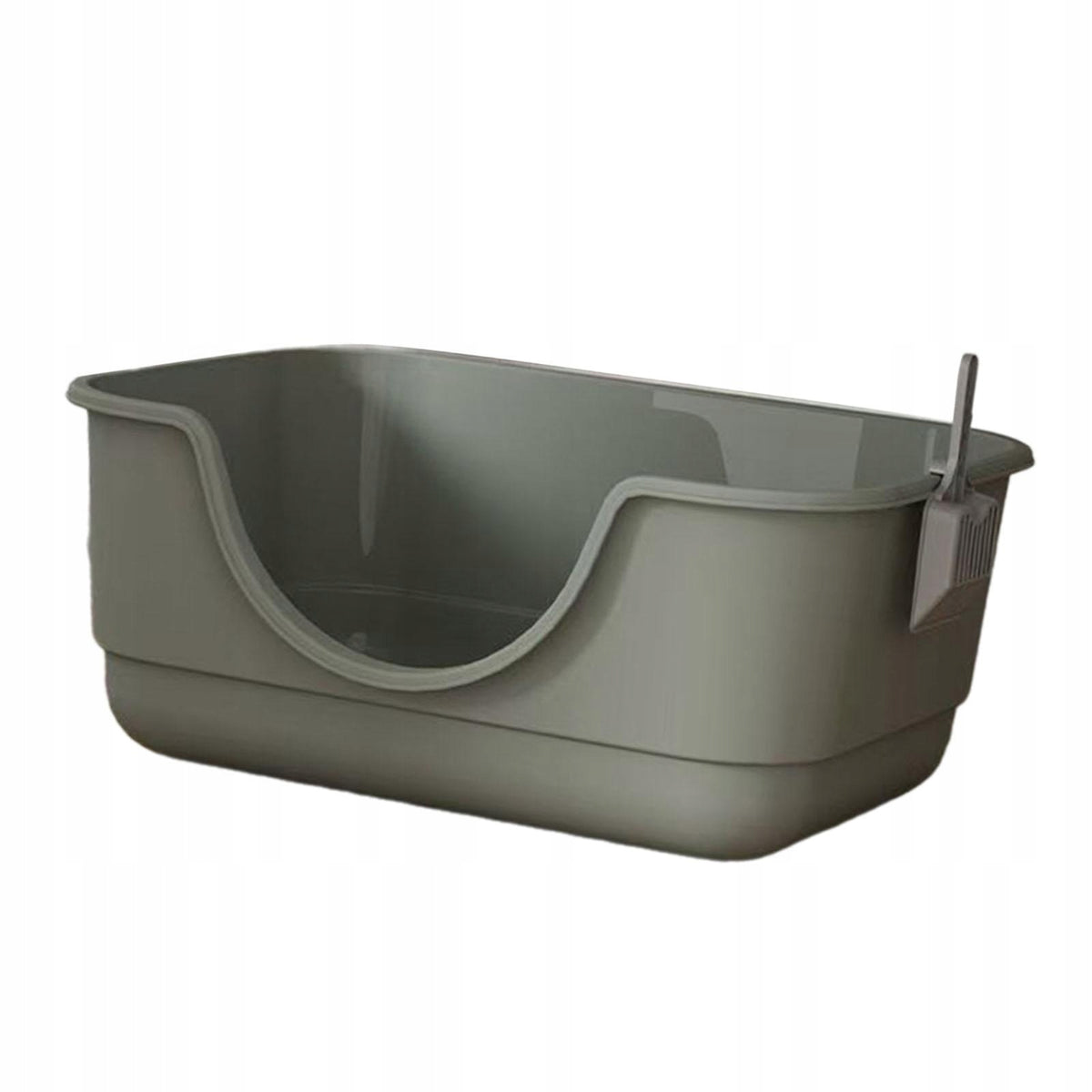 Open Litter Box Anti Splashing Cat Litter Basin Cat Sand Box Portable Gray