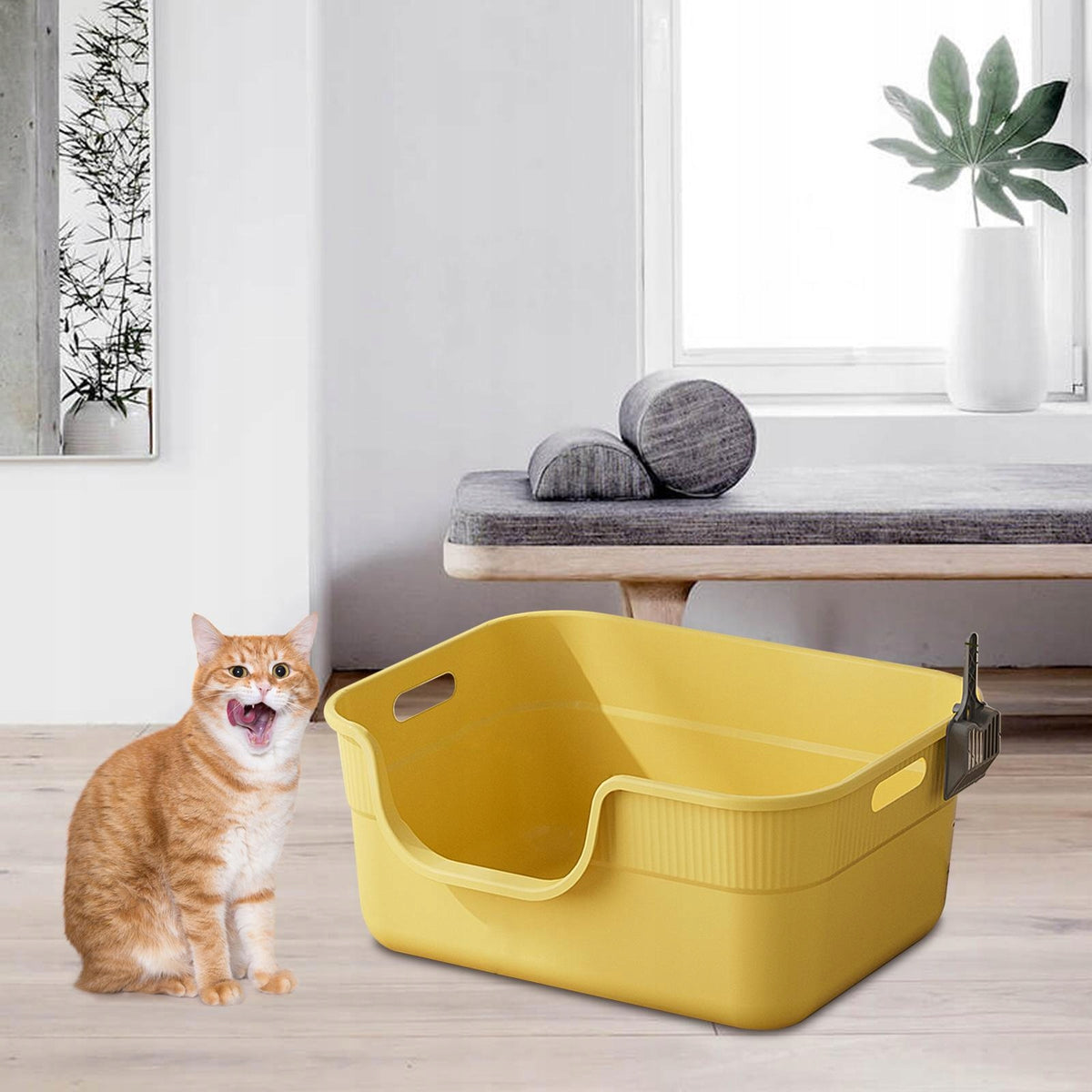 Open Litter Box Anti Splashing High Sided Easy Carry Pet Cat Toilet Yellow Manufacturer code 06164068516