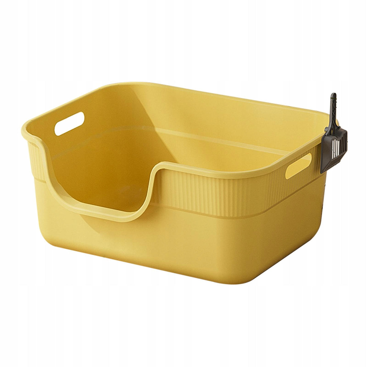 Open Litter Box Anti Splashing High Sided Easy Carry Pet Cat Toilet Yellow