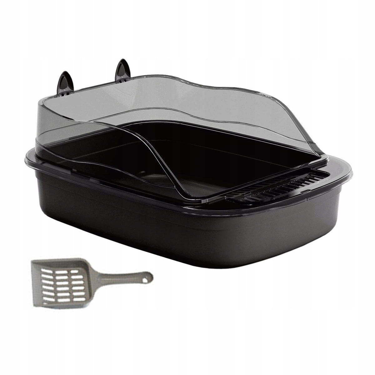 Open Litter Box Cat Litter Basin High Sided Large Space Bedpan black