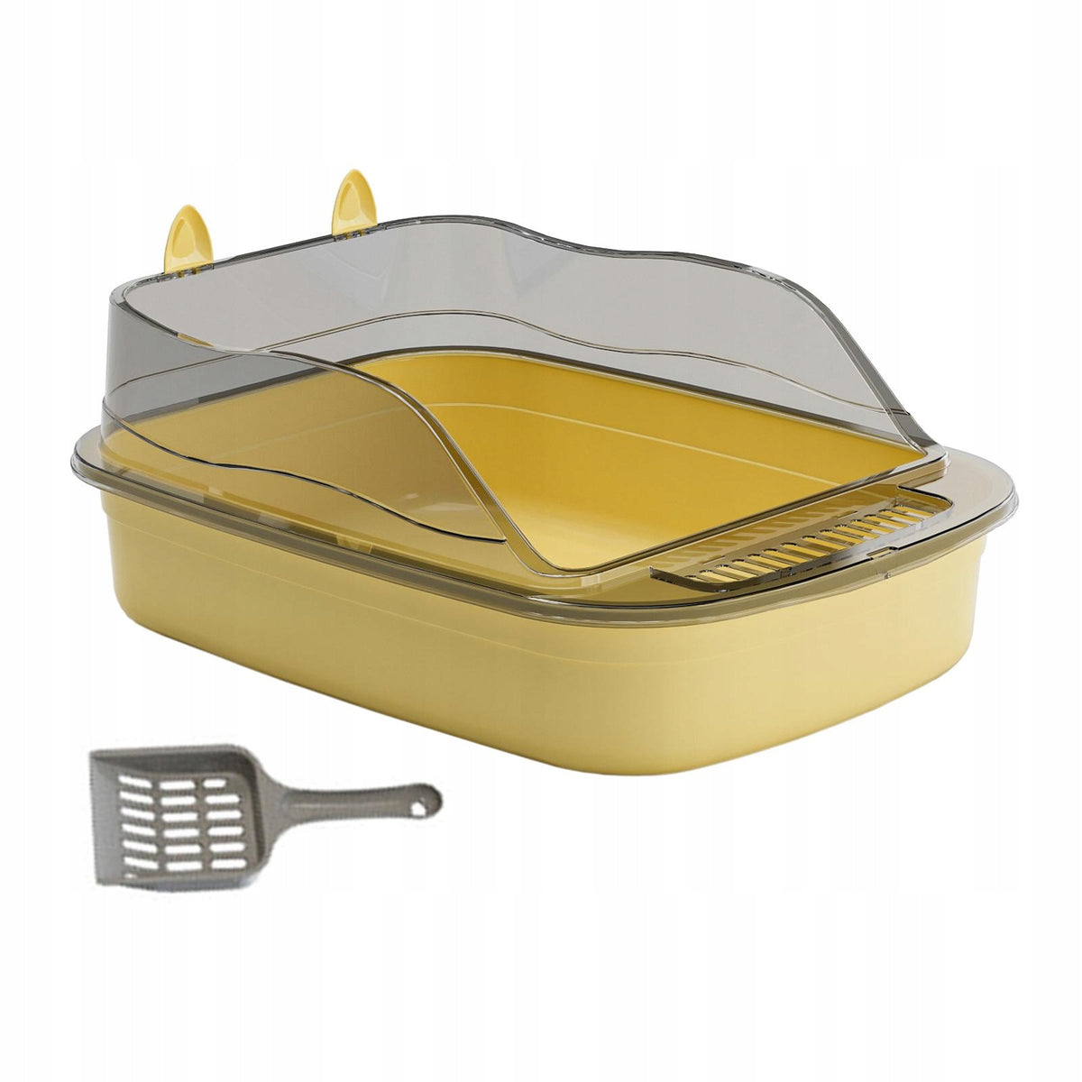 Open Litter Box Cat Litter Basin High Sided Large Space Bedpan yellow