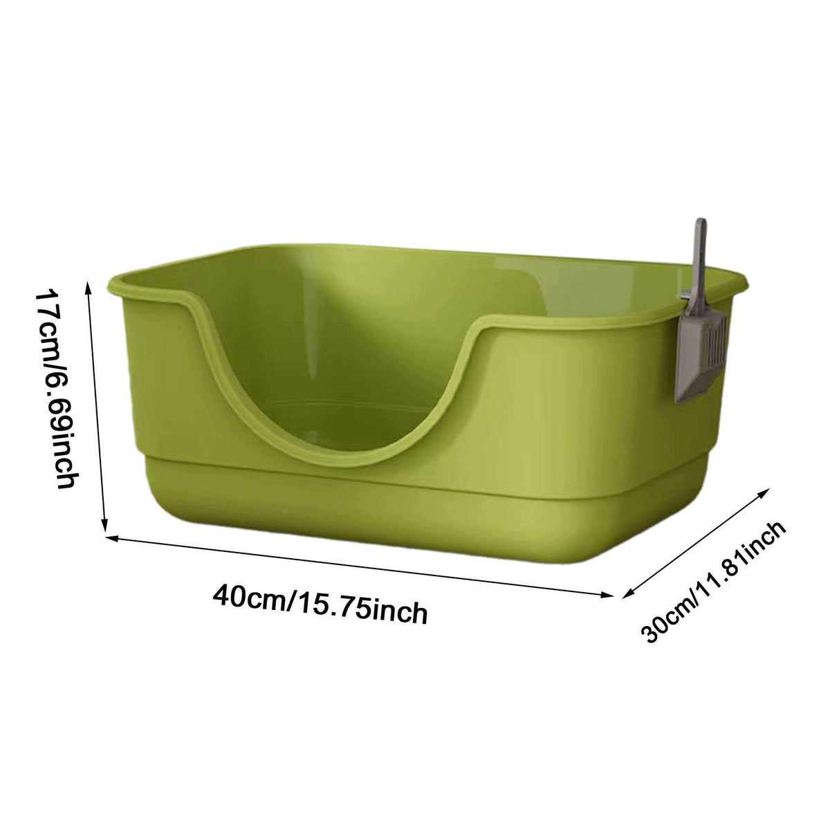 Open Litter Box Cat Sand Box for Small Cats Large Capacity Cat Bedpan Green Packaging status original