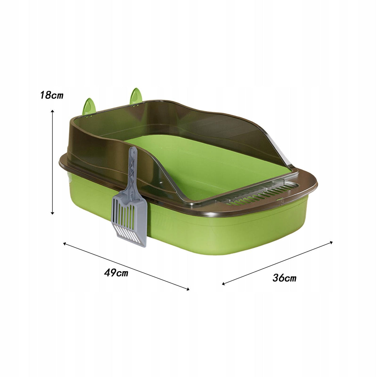 Open Litter Box Easy Carry Cat Litter Container Cat Toilet Bedpan green Packaging status original