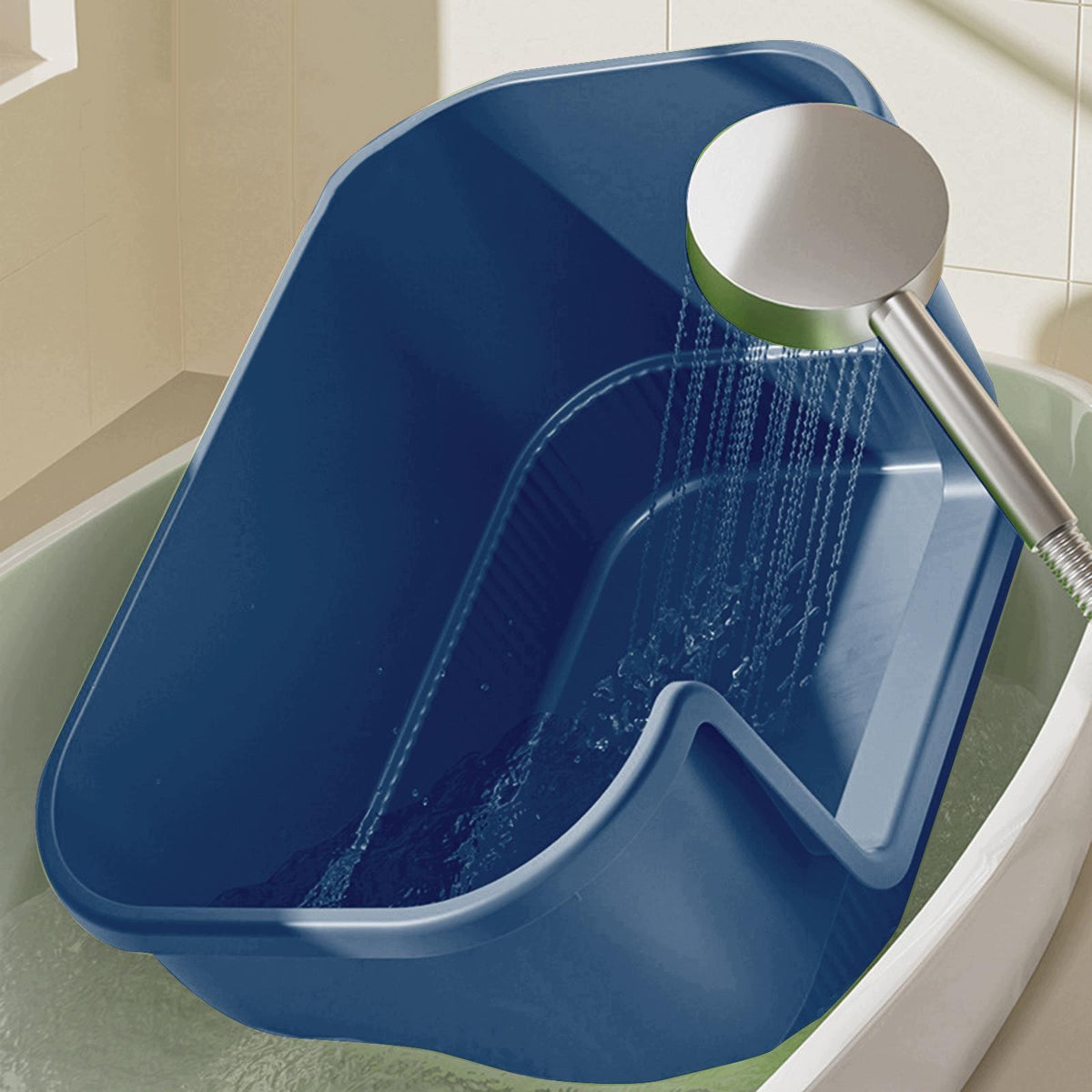Open Litter Box Easy to Clean Cat Litter Container with Scoop Portable Blue Manufacturer code 09664068899