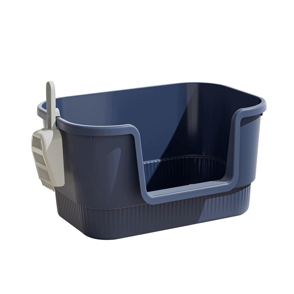 Open Litter Box Easy to Clean Cat Litter Container with Scoop Portable Blue