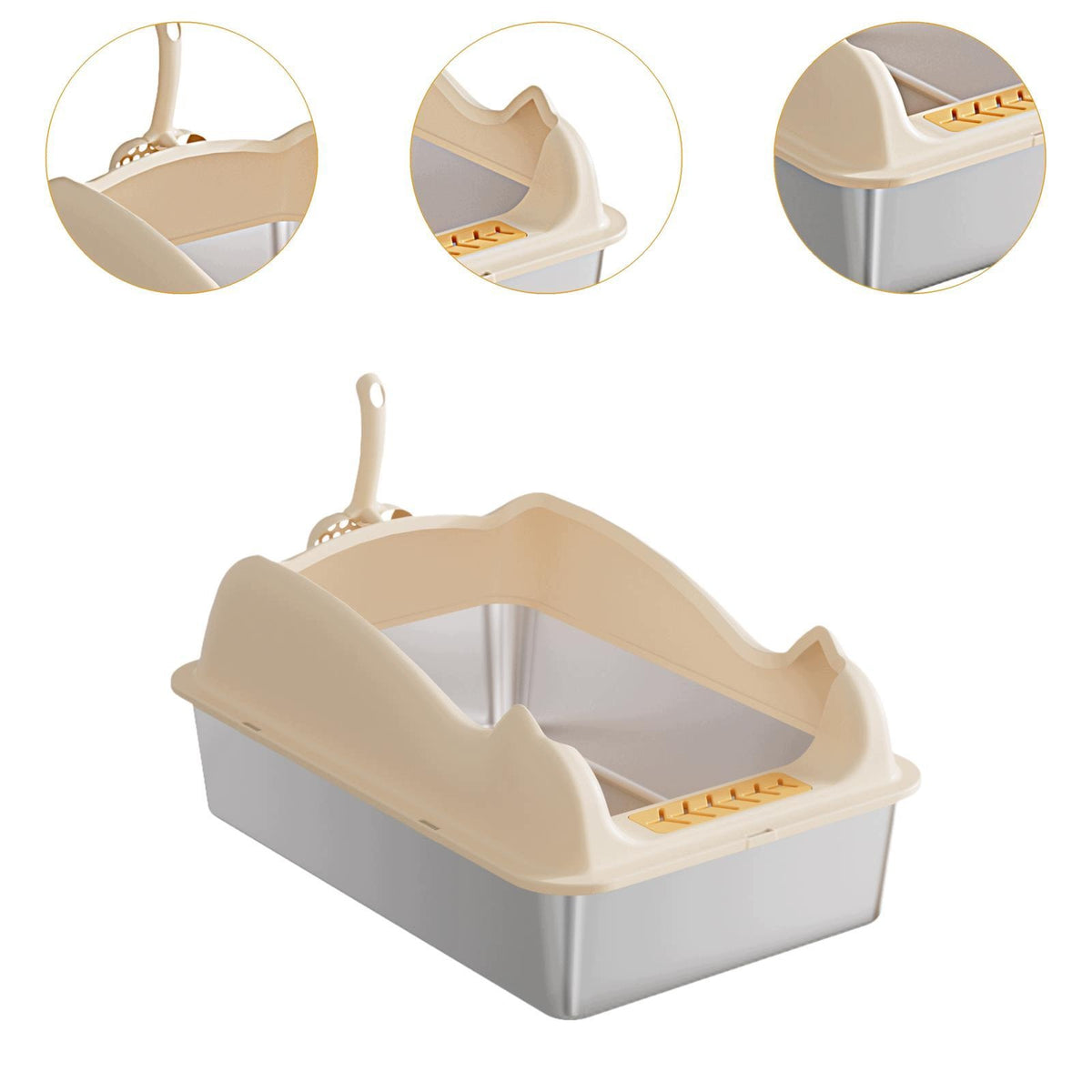 Open Litter Box Kitty Litter Box Pet Sandbox Open Top Pet Litter Tray Khaki Manufacturer code 05564079292