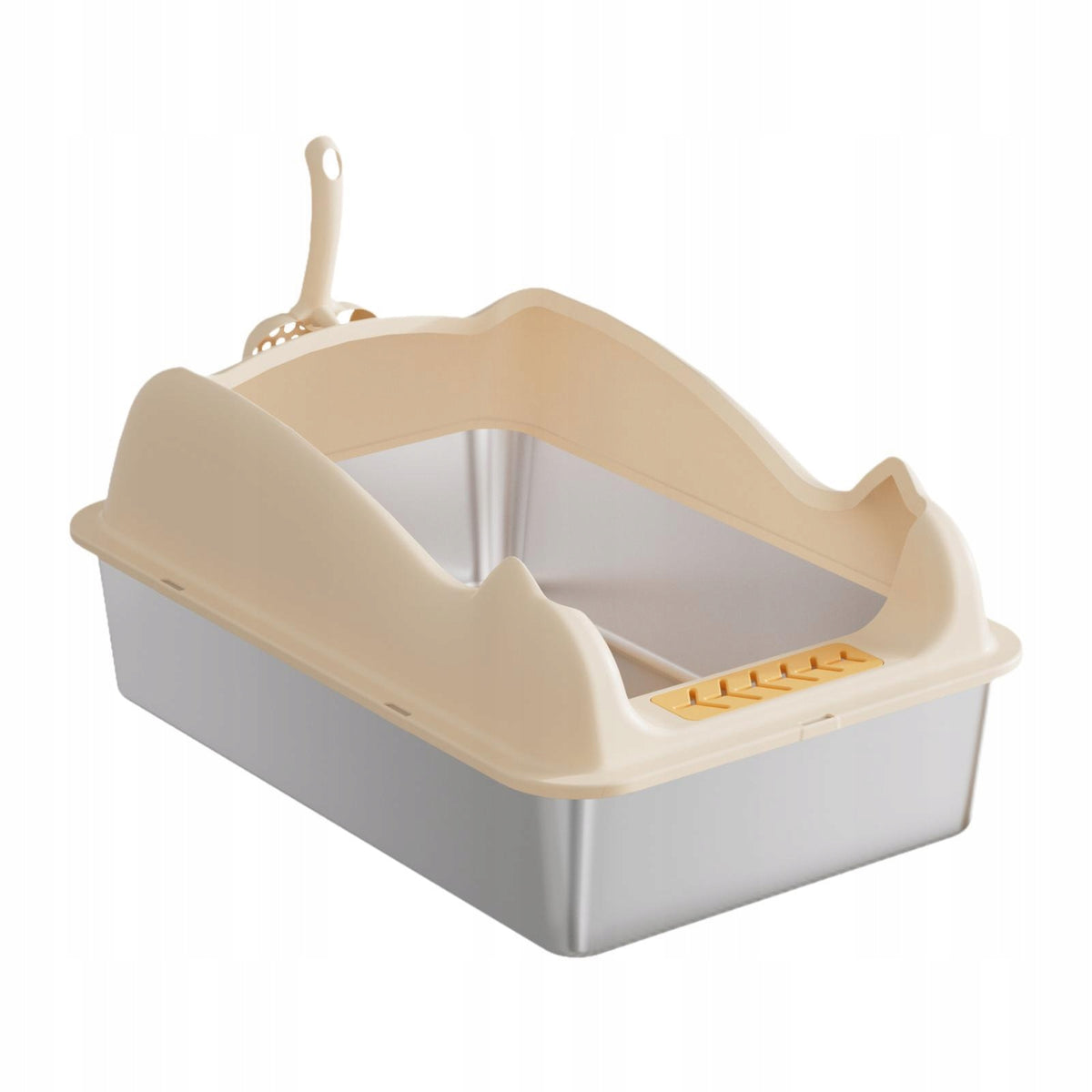 Open Litter Box Splashproof Easy to Clean Cat Sand Basin Kitten Khaki