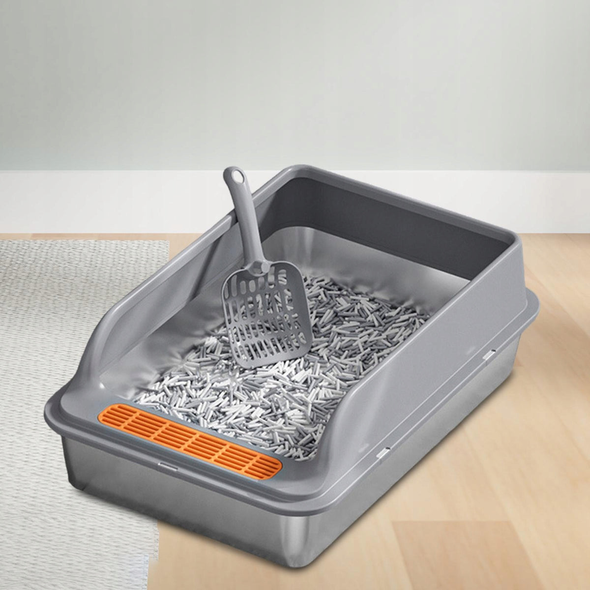 Open Litter Box for Small and Large Cats Heightened Fence Cat Dark Gray