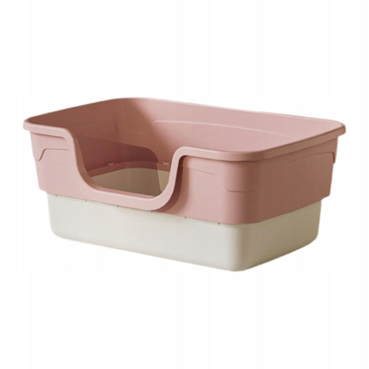 Open Litter Box with High Side Easy to Clean Splashproof Sturdy Pink L