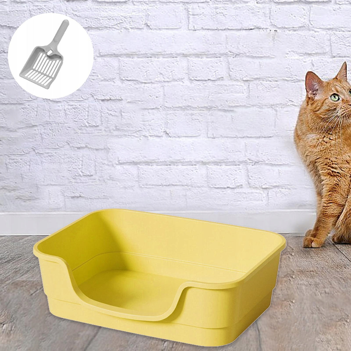 Open Litter Boxes Easy Carry Cats Litter Pan for Indoor Cats All yellow