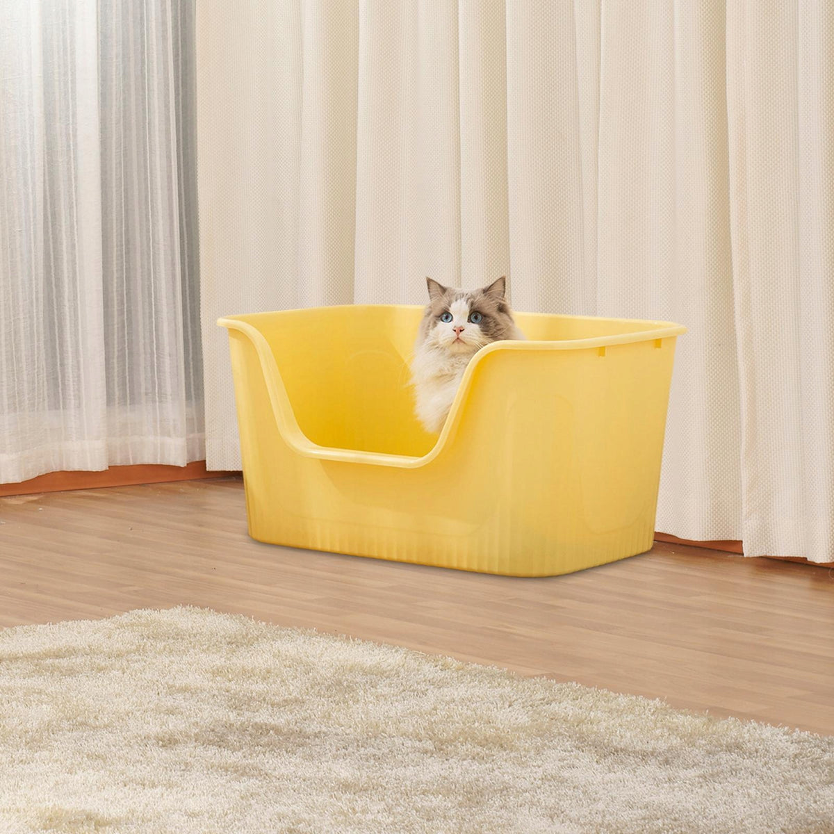 Open Pet Litter Box, Cat Litter Box, Bedpan, Anti splash Cat Litter Yellow