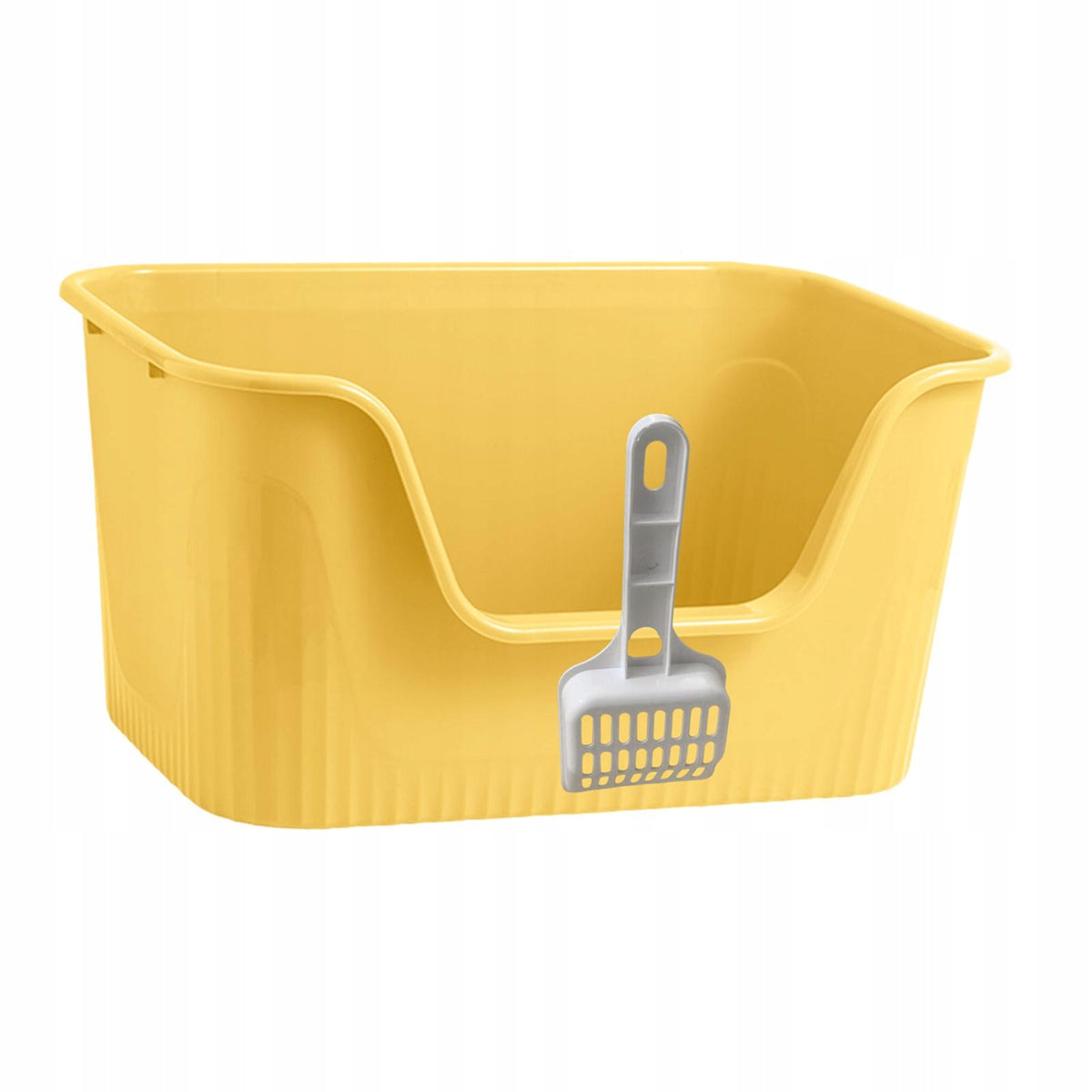 Open Top Cat Litter Basin Pet Cat Toilet Sand Box Heighten Portable Yellow