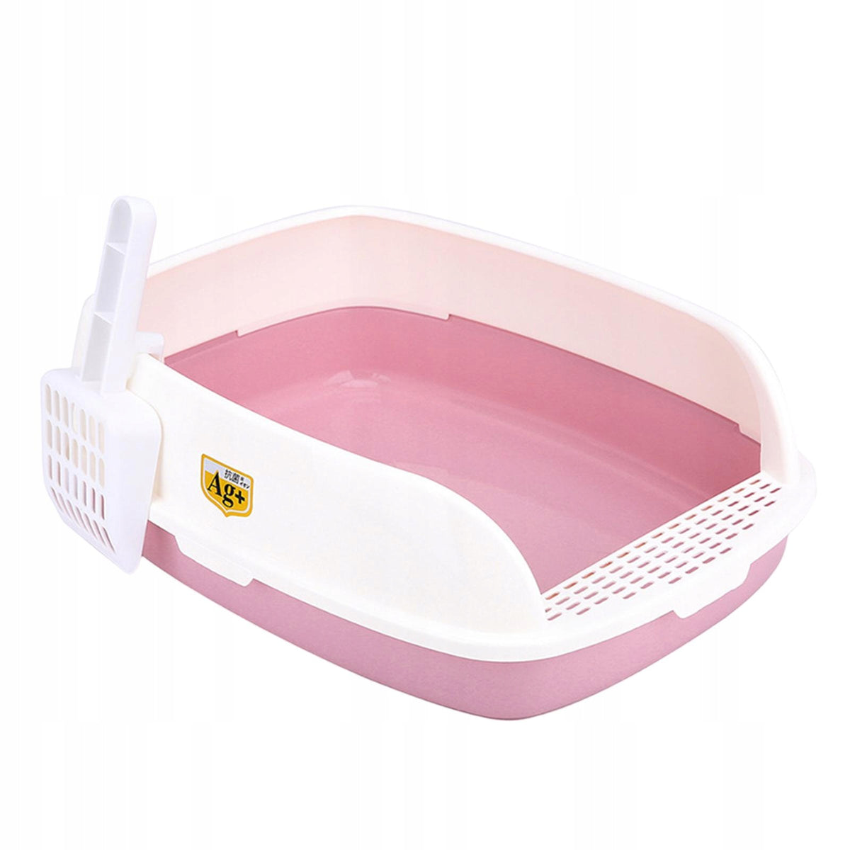 Open Top Cat Litter Box Detachable Bedpan Container Sandbox Anti Pink Packaging status original