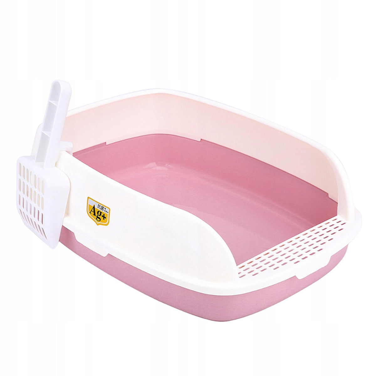Open Top Cat Litter Box Detachable Bedpan Container Sandbox Anti Pink