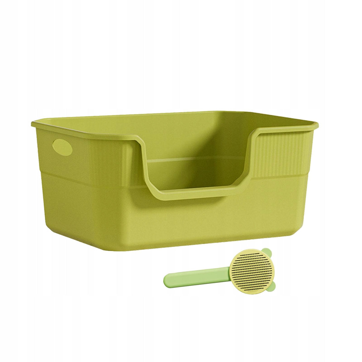 Open Top Cat Litter Box High Sided Enclosure Design Anti Splashing green