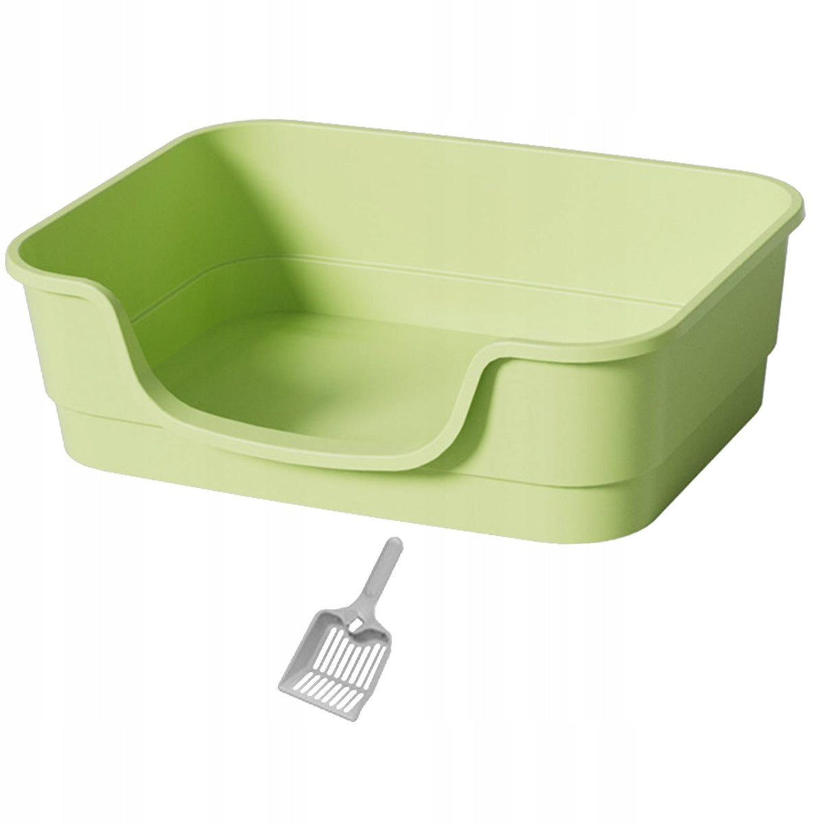 Open Top Cat Litter Box Kitty Litter Pan High Sided Enclosure Design green