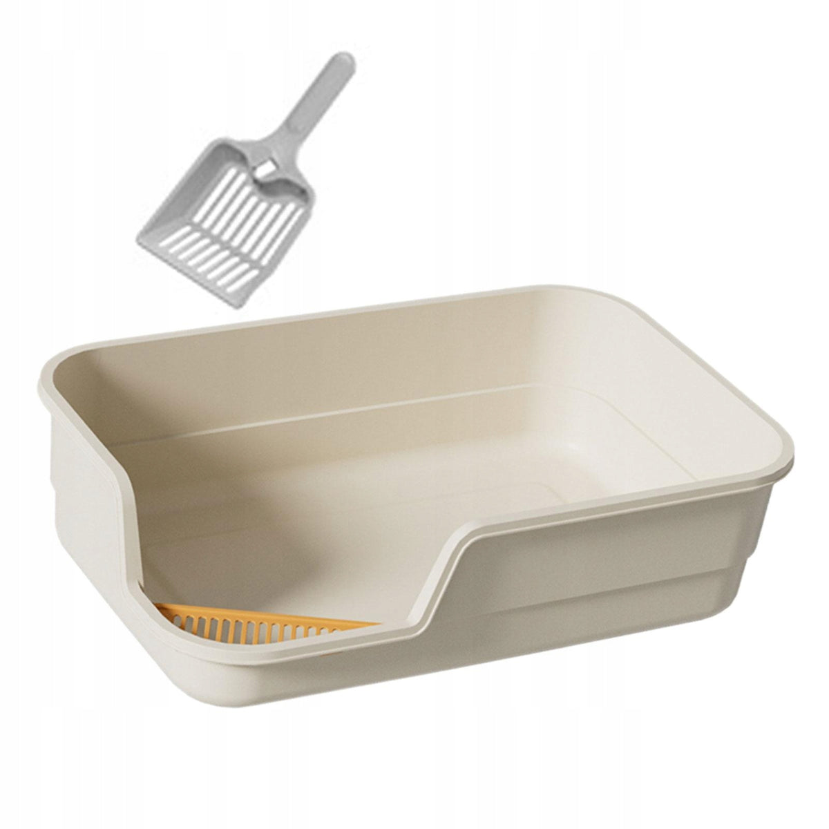 Open Top Cat Litter Box Large Space Semi Closed with High Sides Open white Brand no brand