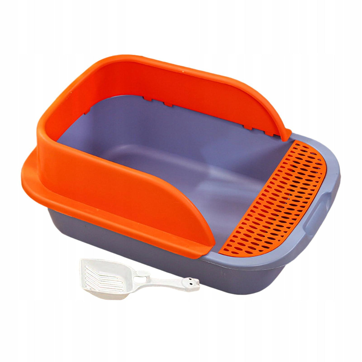 Open Top Cat Litter Box Open Air Cat Litter Box with Blue Orange Medium Packaging status original