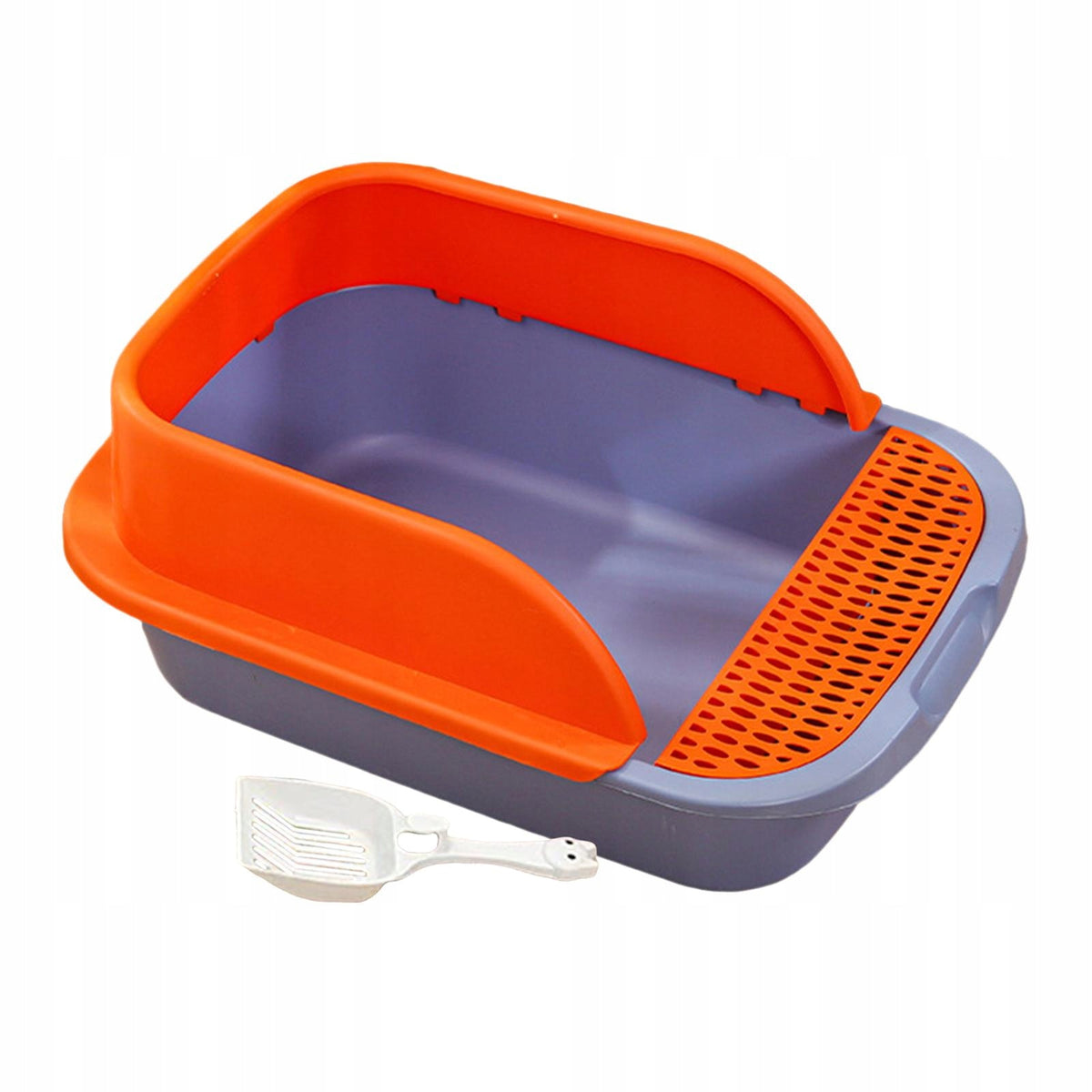 Open Top Cat Litter Box Open Air Cat Litter Box with Blue Orange Medium