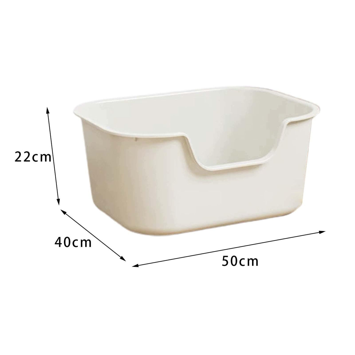 Open Top Cat Litter Box Pet Bedpan with High Side Anti Splashing Beige Packaging status original